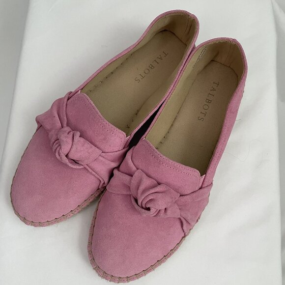 Talbots Women's Izzy Knot Espadrilles Shoes Size 7 Pink Suede Leather Cushioned - Picture 10 of 14